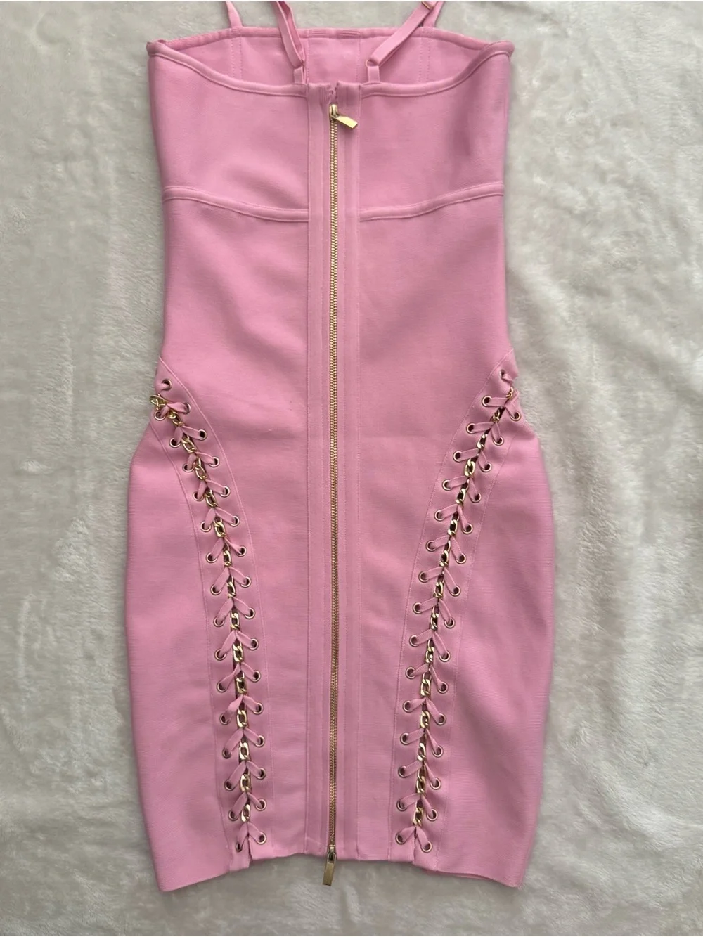 AKIRA Pink Lace-Up Corset Mini Dress